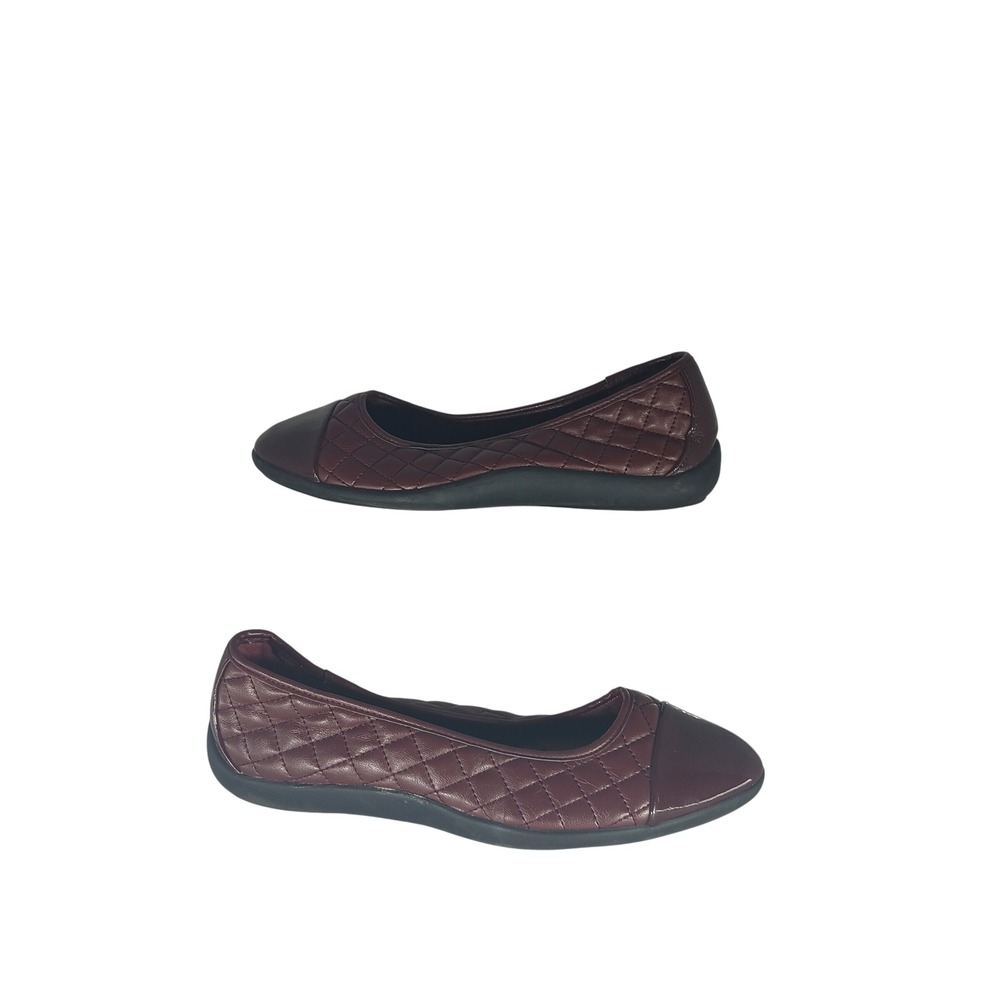 Quilted Ballet Flats 9.5 Burgundy Memory Foam Dark Academia Classic Preppy